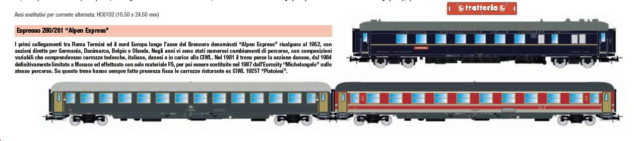 Rivarossi HR4361 FS 3-teil. Set Alpen-Express  WR CIWL 1925T UIC + UIC-X A rot/grau + UIC-X B grau  Ep. IVb